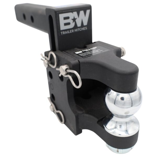 B&W Adjustable Duplex Pintle Hitch – 8 Ton Hook, 5 Ton 2 5/16" Ball, 2" Shank