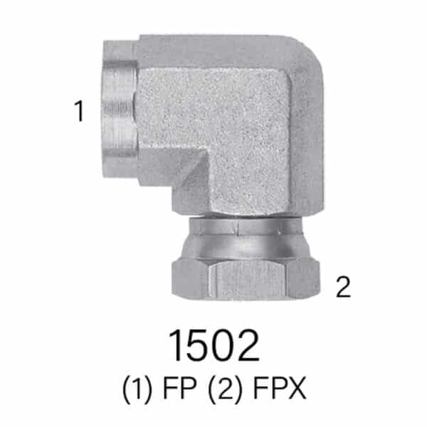 Hydraulic Adapter Series 1502 FPT to Swivel FPT – 90° Elbow #2(1/8') - #20(1.25")