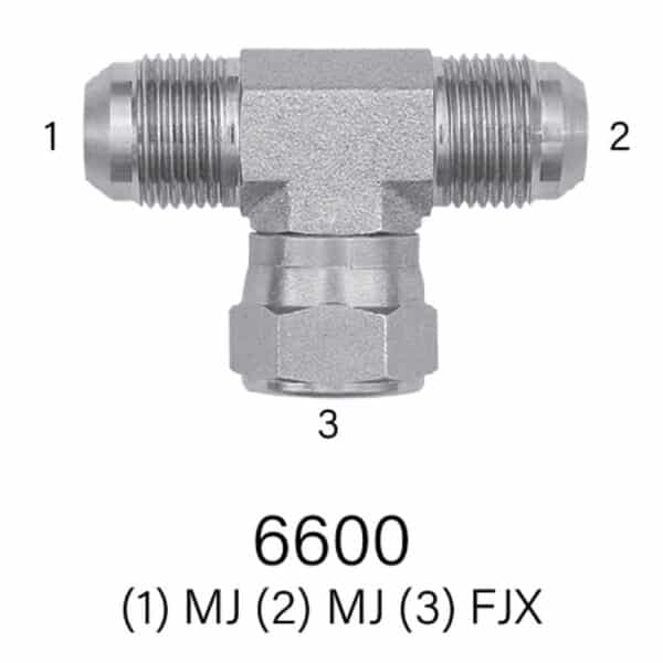 MJIC to MJIC to FJX Hydraulic Adapter, Series 6600, Size #6 - #8