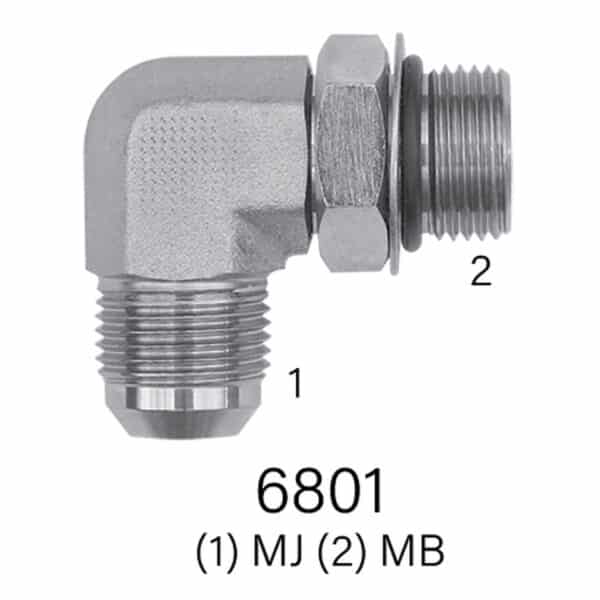 MJIC to MB Hydraulic 90° Elbow, Series 6801, Sizes #4 - #24