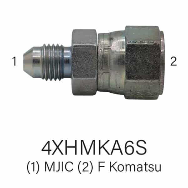 Series 4XHMKA6S MJIC to F Komatsu Hydraulic Adapter, Size #4