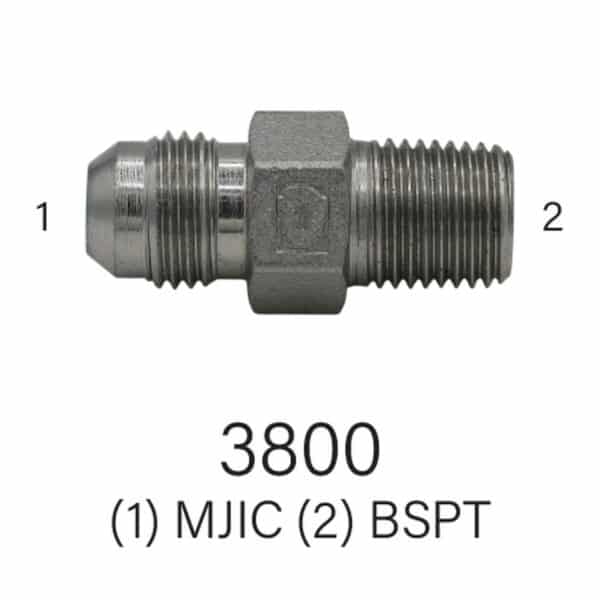 Series 3800 BPST to JIC Hydraulic Adapter, Size #4 BPST to #6 JIC