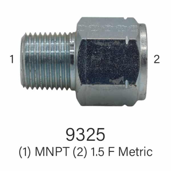 Series 6325 MPT to Metric Hydraulic Adapter - Sizes #4-#8 to 12mm-18mm