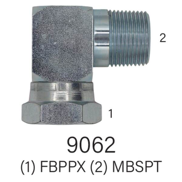 Series 9062 FBPPX to MBSPT 90° Elbow Hydraulic Adapter - Size #16