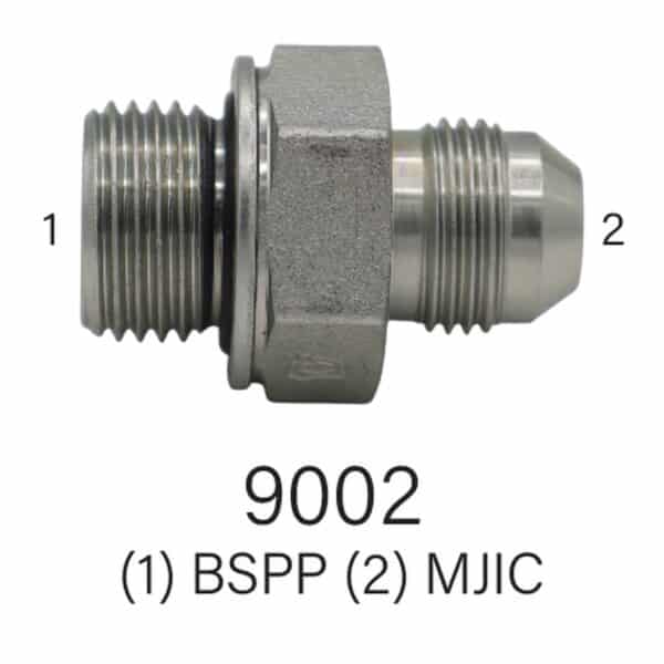 Series 9002 BSPP Male to MJIC Hydraulic Adapter - Size #8