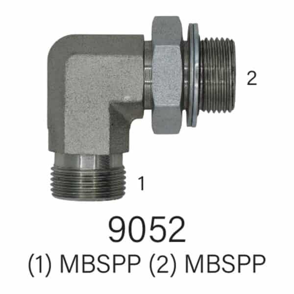 Series 9052 #12 MBSPP x #12 MBSPP-NWO 90° Elbow Hydraulic Fitting