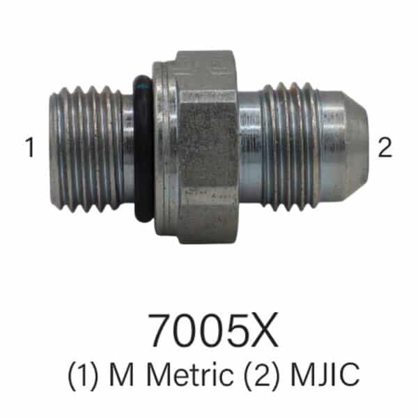 Series 7005X Metric 10mm-18mm to MJIC #4-#8 Hydraulic Fitting