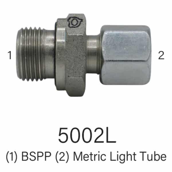 Series 5002L Metric Light Tube #8-#12 to BSPP #4-#8