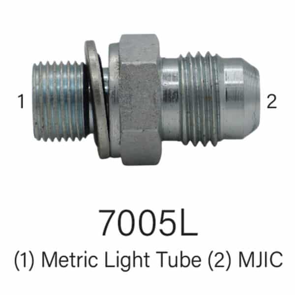 Series 7005L Metric Heavy Tube to MJIC Hydraulic Adapter, 16mm-30mm to #6-#12