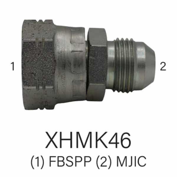 Series XHMK46 #6-#12 JIC to #6-#12 FMBSPP Hydraulic Adapter