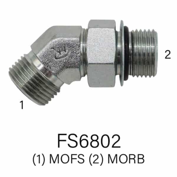 Series FS6802 Hydraulic 45° Elbow, MOFS to MORB, Sizes #4 - #12