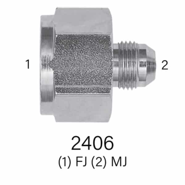 Hydraulic Reducer Adapter Series 2406 – FJIC to MJIC, Sizes #4 - #12