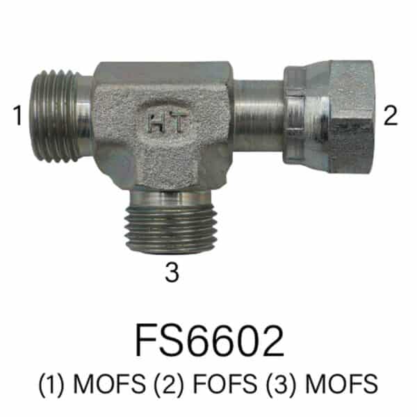 Series FS6602 Hydraulic Tee, MOFS to FOFS to MOFS, Sizes #4 - #12