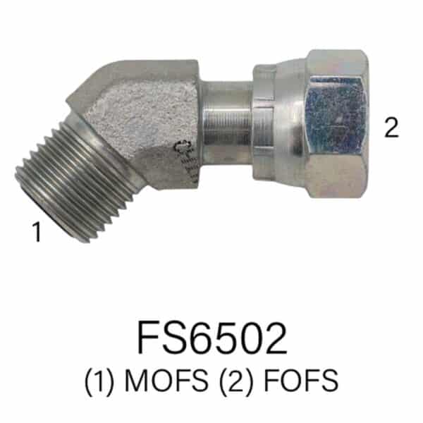 Series FS6502 MOFS to FOFS 45° Hydraulic Fittings, Sizes #4 - #20