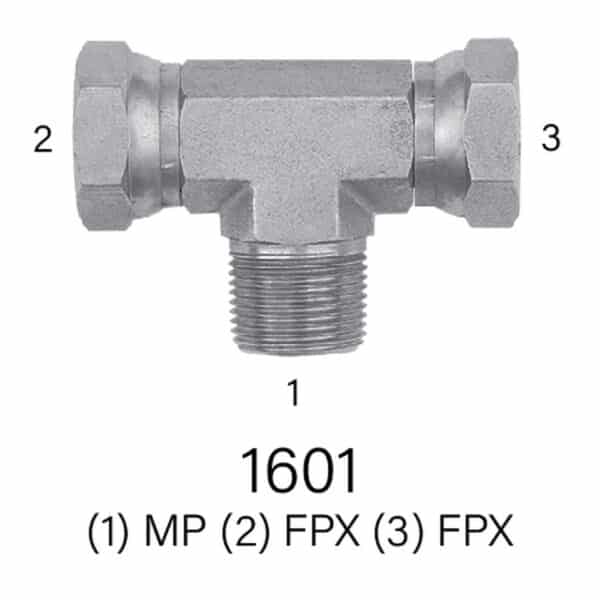 Hydraulic Adapter Series 1601 MPT to Swivel FPT to Swivel FPT #2(1/8') - #16(1")