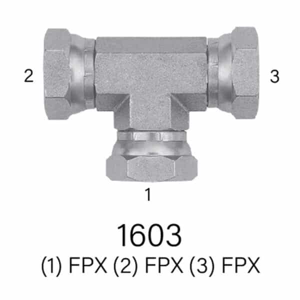 Hydraulic Adapter Series 1603 #4 to #12 Swivel FPT to Swivel FPT to Swivel FPT #2(1/8') - #20(1.25") (Copy)