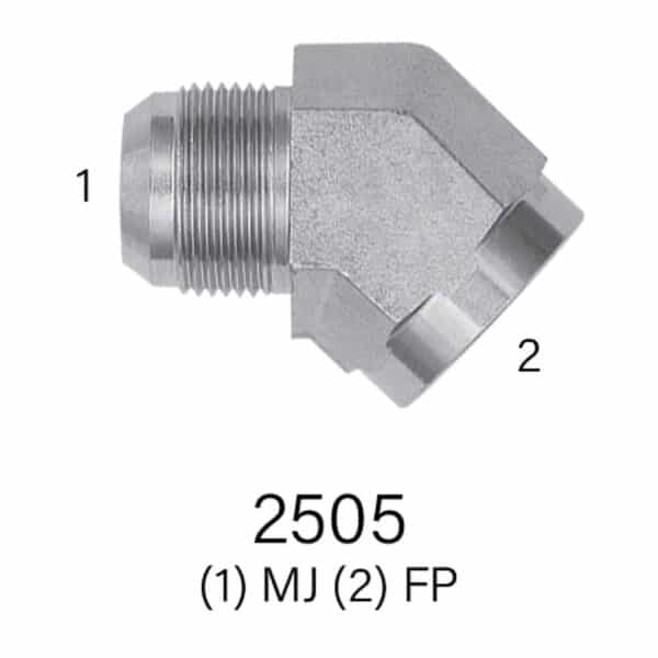 Hydraulic Adapter Series 2505 MJIC to FPT 45° Elbow, Sizes #4 - #10