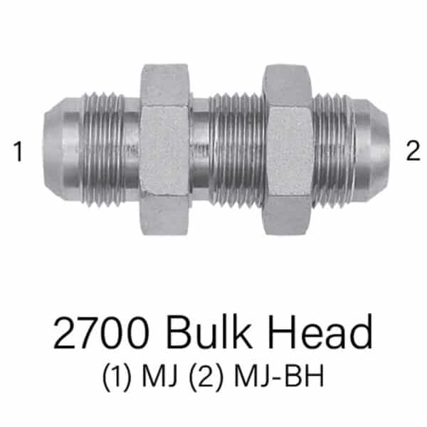 Hydraulic Bulkhead Fitting Series 2700 MJIC to MJIC-BH Sizes #4 - #16