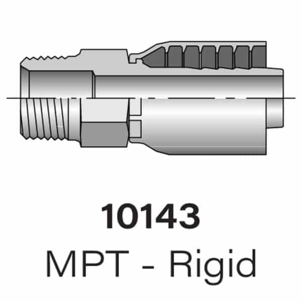 Series 10143 Parker Hydraulic Crimp-on Fitting MPT to Hose Crimp-on (Size #2-#32)