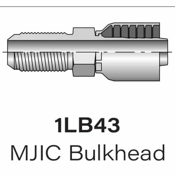 Heavy Duty Parker Series 1LB43 MJIC Bulkhead to Hydraulic Hose - Sizes #4-#12