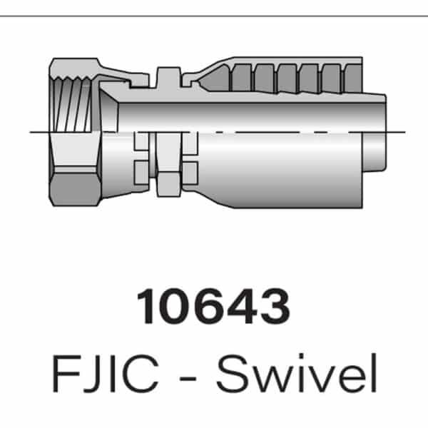 Heavy Duty Parker Series 10643 FJIC Swivel to Hydraulic Hose - Sizes #4-#32