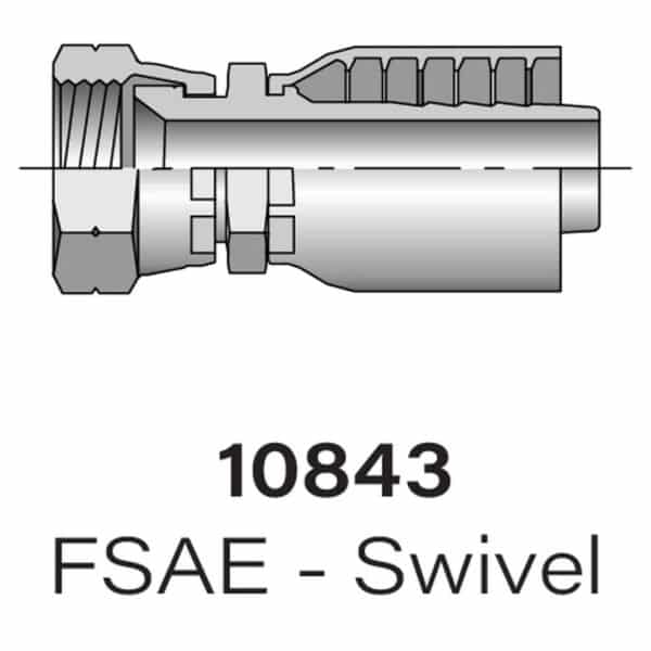 Heavy Duty Parker Series 10843 FSAE Swivel to Hydraulic Hose - Sizes #4-#12