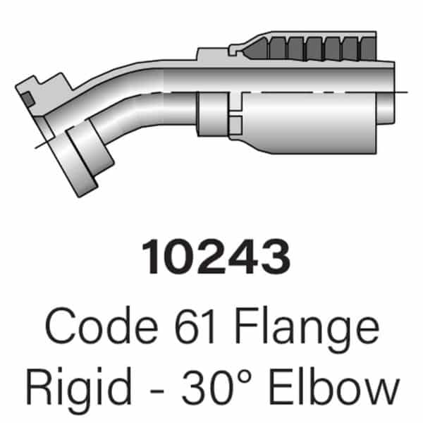 Parker Series 10243 Code 61° Flange 30° Elbow Hydraulic Fitting, Sizes #4-#12