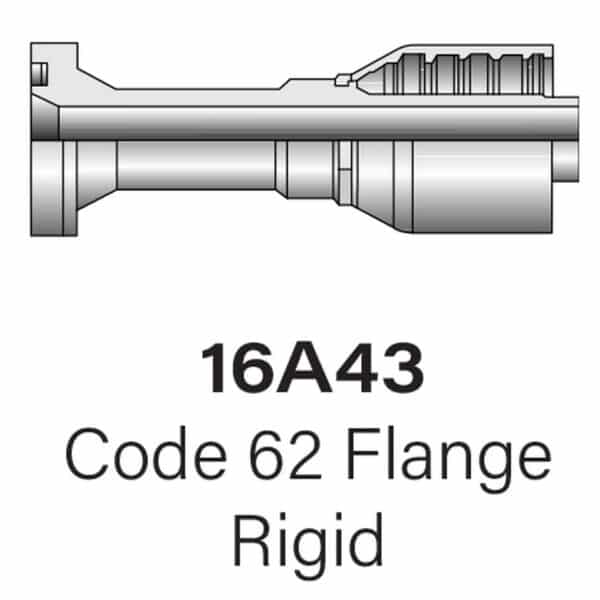 Parker Series 16A43 Code 62 Flange Hydraulic Fitting, Sizes #12-#20