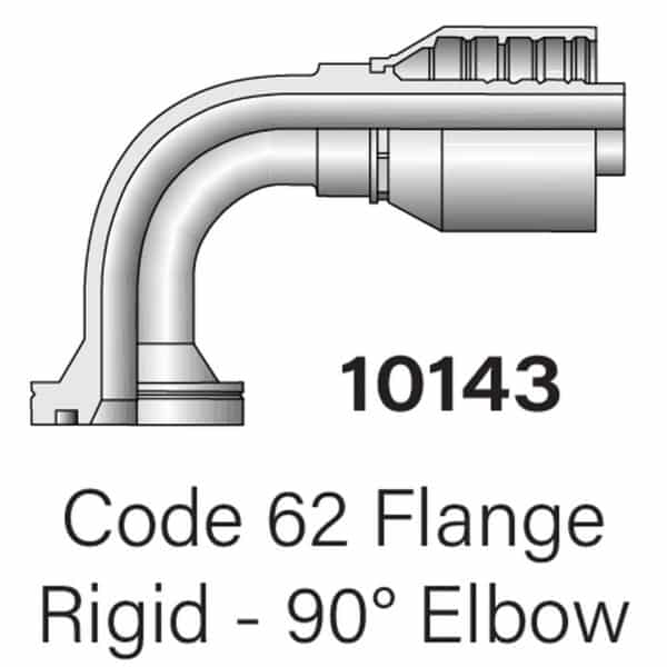 Parker Series 10143 Code 62 Flange 90° Elbow Hydraulic Fitting, Size #4-#32