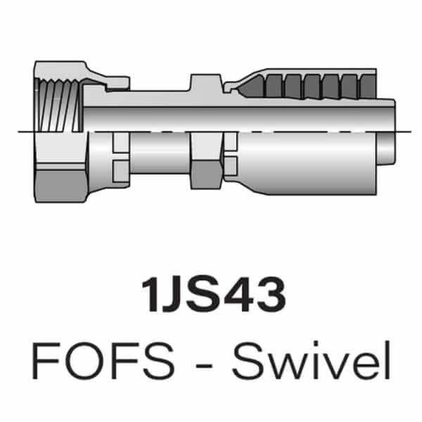 Parker Series 1JS43 FOFS Swivel Hydraulic Fitting, Size #4-#20