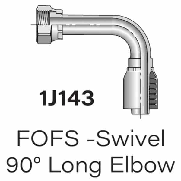 Parker Series 1J143 FOFS Swivel 90° Long Elbow, Sizes #4-#16