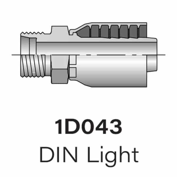 Parker Series 1D043 DIN Metric Light Tube Hydraulic Fitting, Size 8mm - 28mm