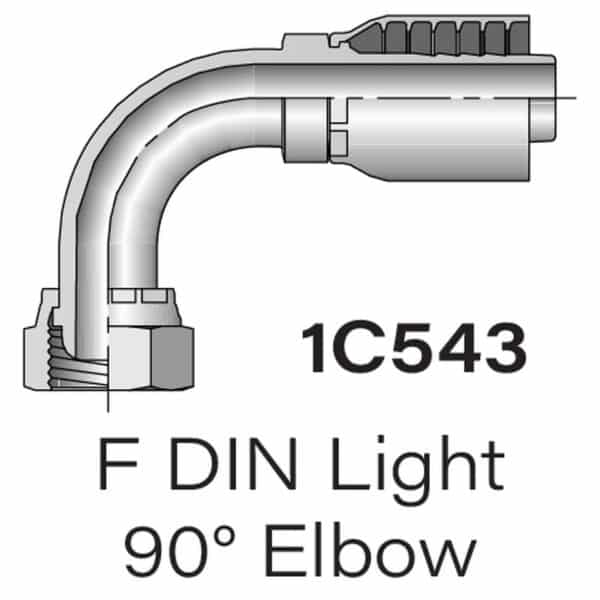 Parker Series 1C543 Female DIN Metric Light Tube 90° Elbow, Size 8mm - 22mm