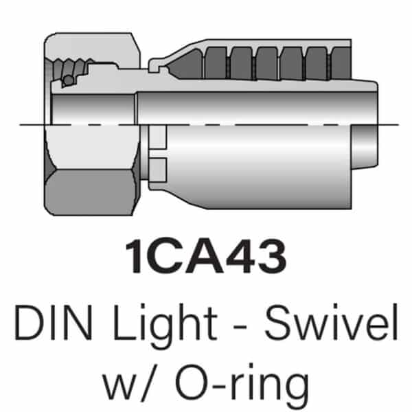 Parker Series 1CA43 Metric DIN Light Tube Swivel with O-ring, Size #10mm