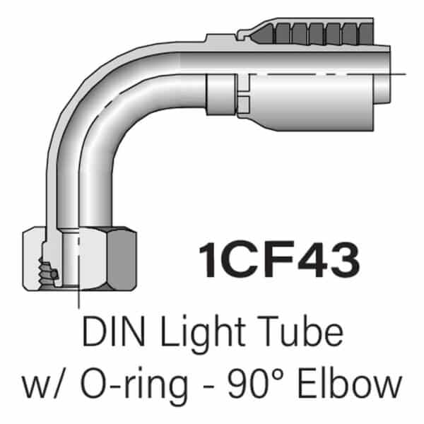 Parker Series 1CF43 Metric DIN Light Tube with O-ring 90° Elbow, Size 10mm