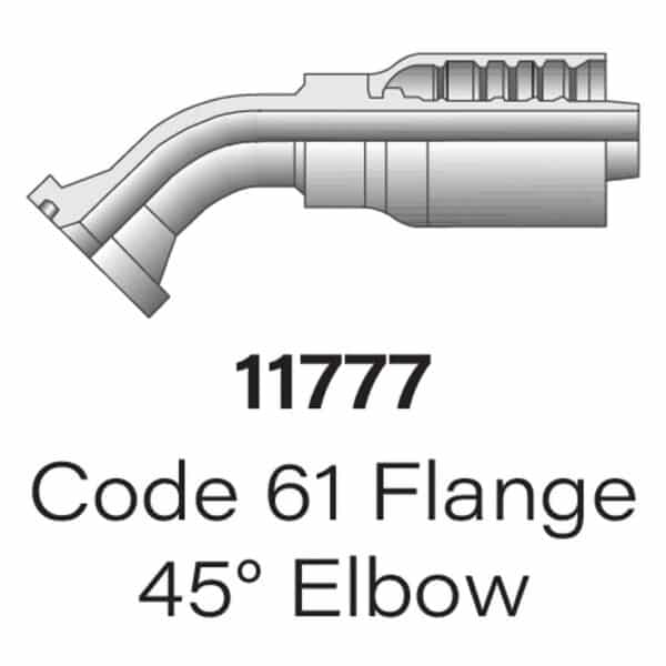 Parker Series 11777 Code 61 Flange 45° Elbow, Size #12-#24