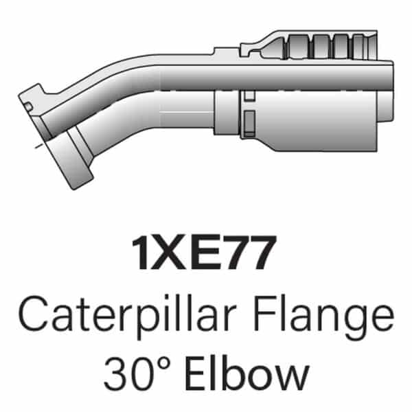 Parker Series 1XE77 Caterpillar Flange 30° Elbow, Size #12-#20