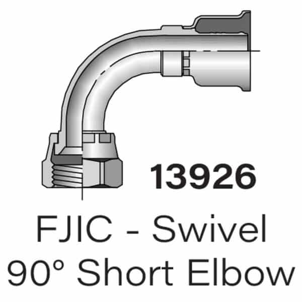 Parker Series 13926 FJIC 90° Short Elbow, Size #6-#12