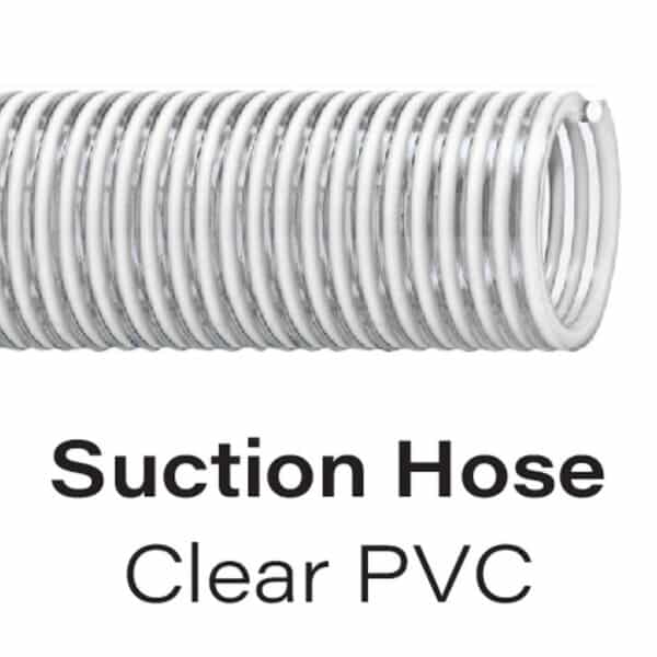 Clear Vinyl Suction Hose, 90 PSI, PVC Tube, -10°F to 130°F, Water & Light Chemical Solutions